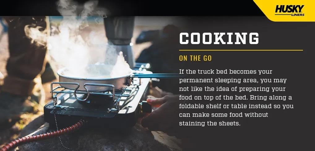 A portable stove with details about cooking when camping. 