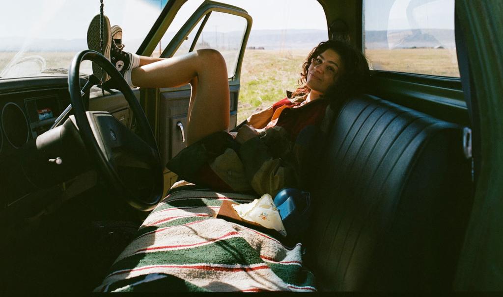 Zendaya sitting in a truck in art for Euphoria season 3