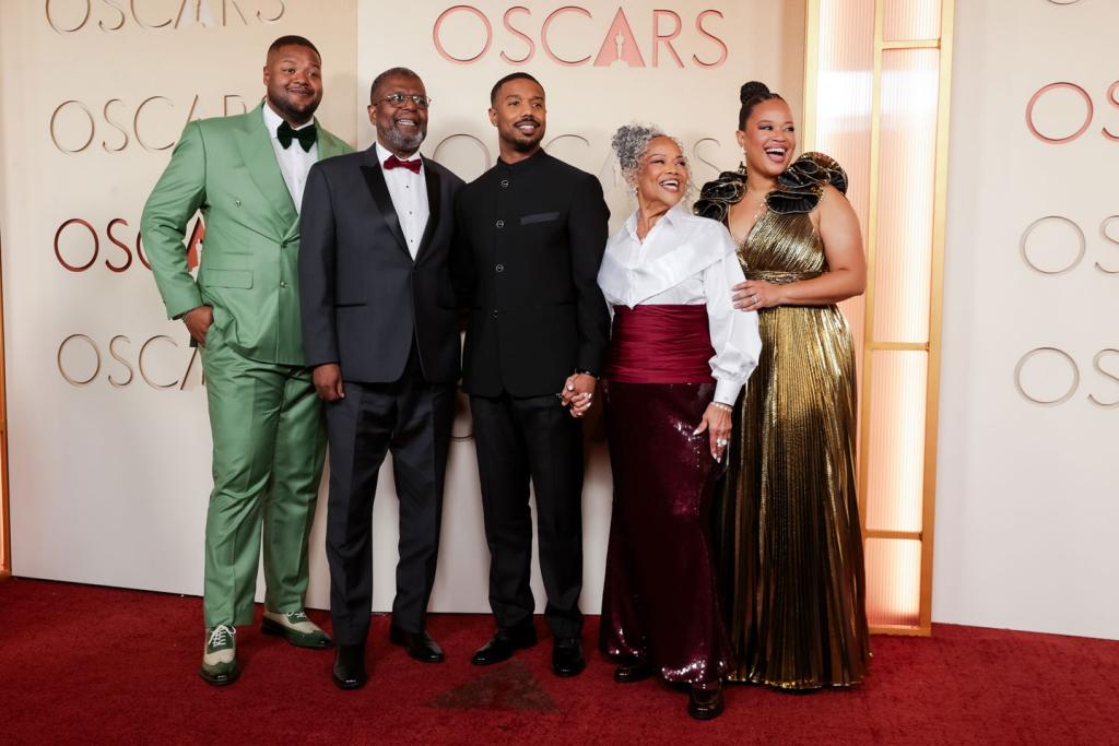 Michael A. Jordan, Michael B. Jordan, Donna Jordan and Jamila Jordan-Theus at the 98th Annual Oscars held at Dolby Theatre on March 15, 2026 in Hollywood, California