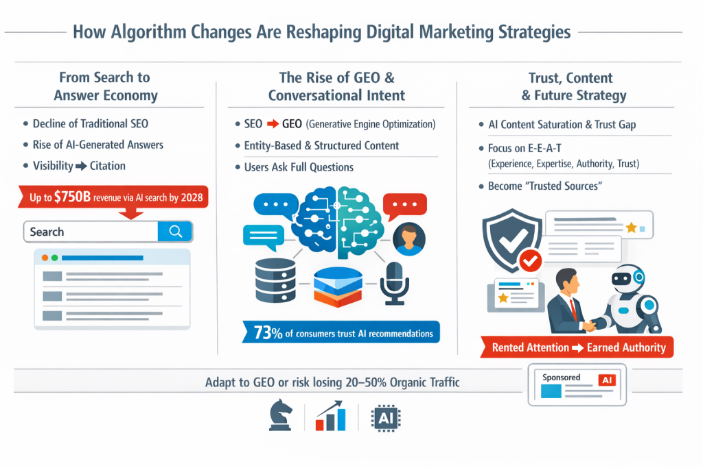 An infographic on how algorithm changes are reshaping digital marketing strategies.
