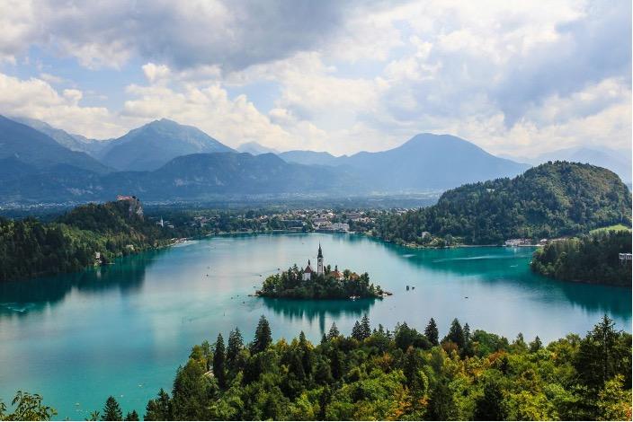 A view of Lake Bled in Slovenia.