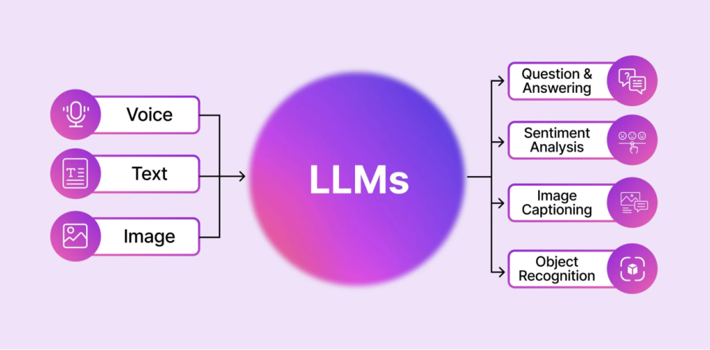 A data chart on how LLMs convert data and information.