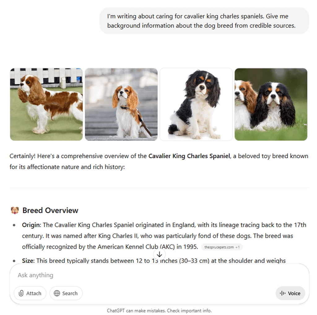 An example of using ChatGPT to provide background information about a particular topic.