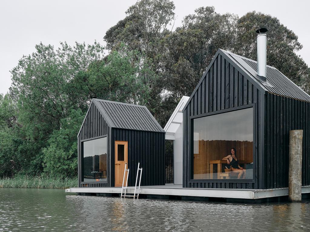 A floating sauna sanctuary in Canberra.