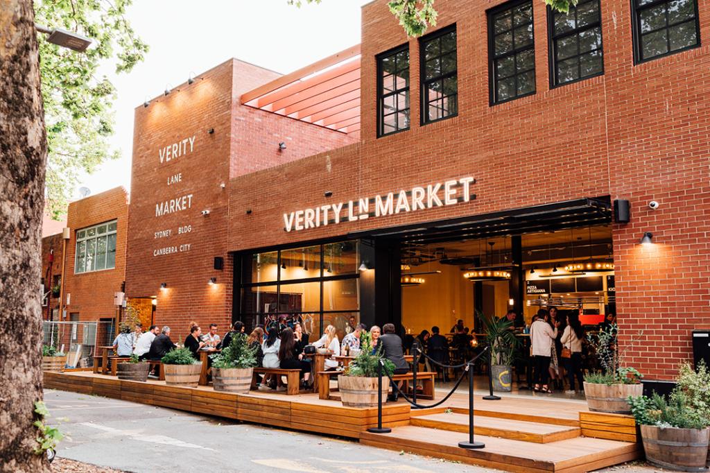 The entrance to Verity Lane Market, one of Canberra's popular dining precinct.