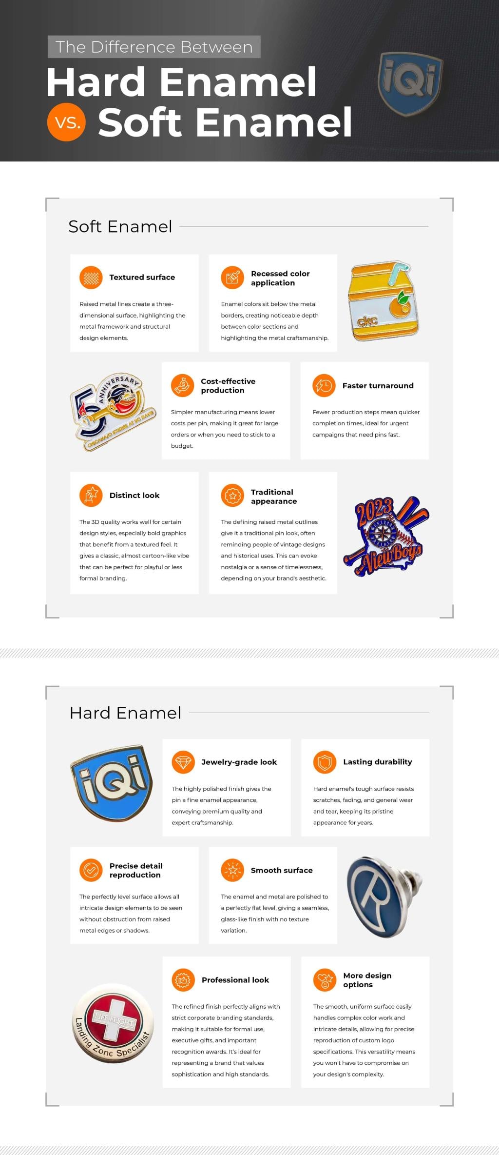 An infographic defining the differences between hard and soft enamel.
