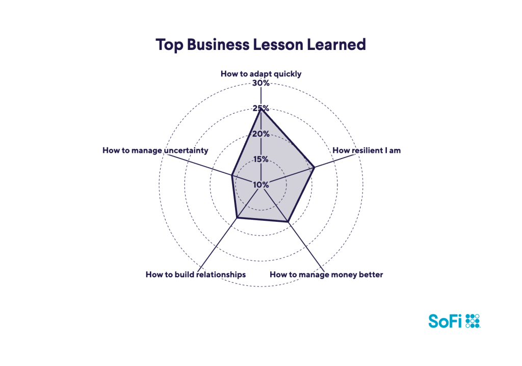 A data web chart showing the top business lessons micro-business owners have learned.