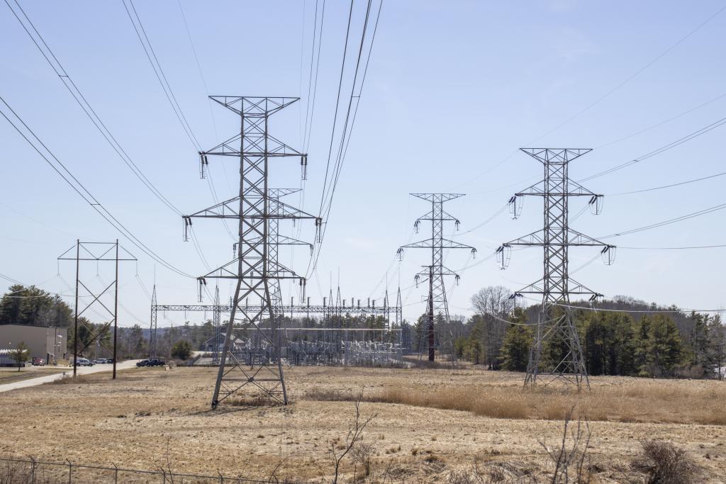 Maine Yankee’s legacy electricity infrastructure includes a substation and high-voltage transmission lines from when the nuclear generating plant supplied power across Maine and New England.
