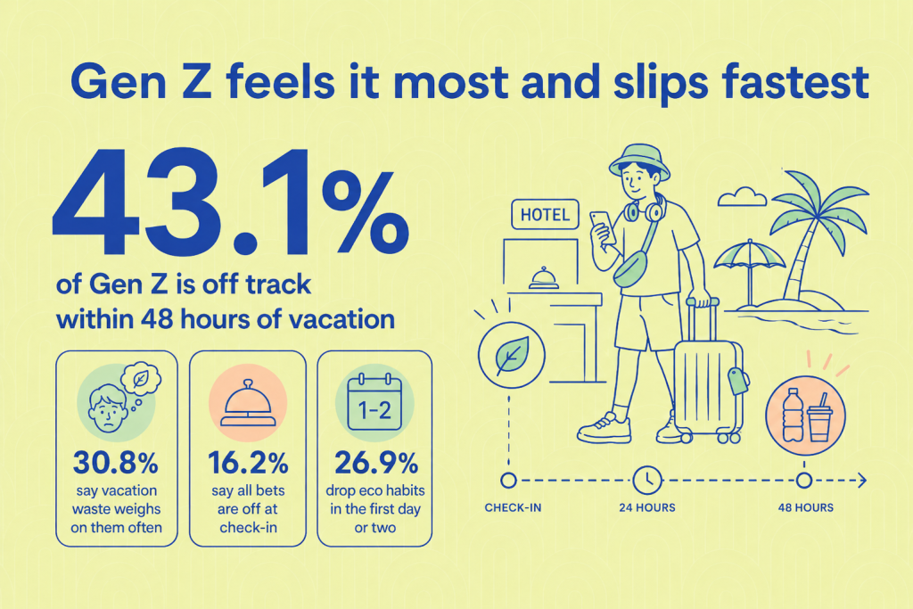 An infographic stating that 43.1% of Gen Z is off track within 48 hours of vacation.