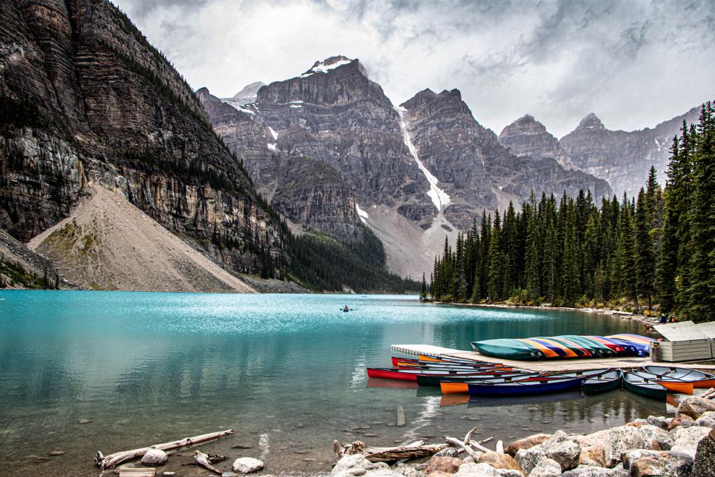 A view of the Moraine Lake in Banff, Alberta, Canada.