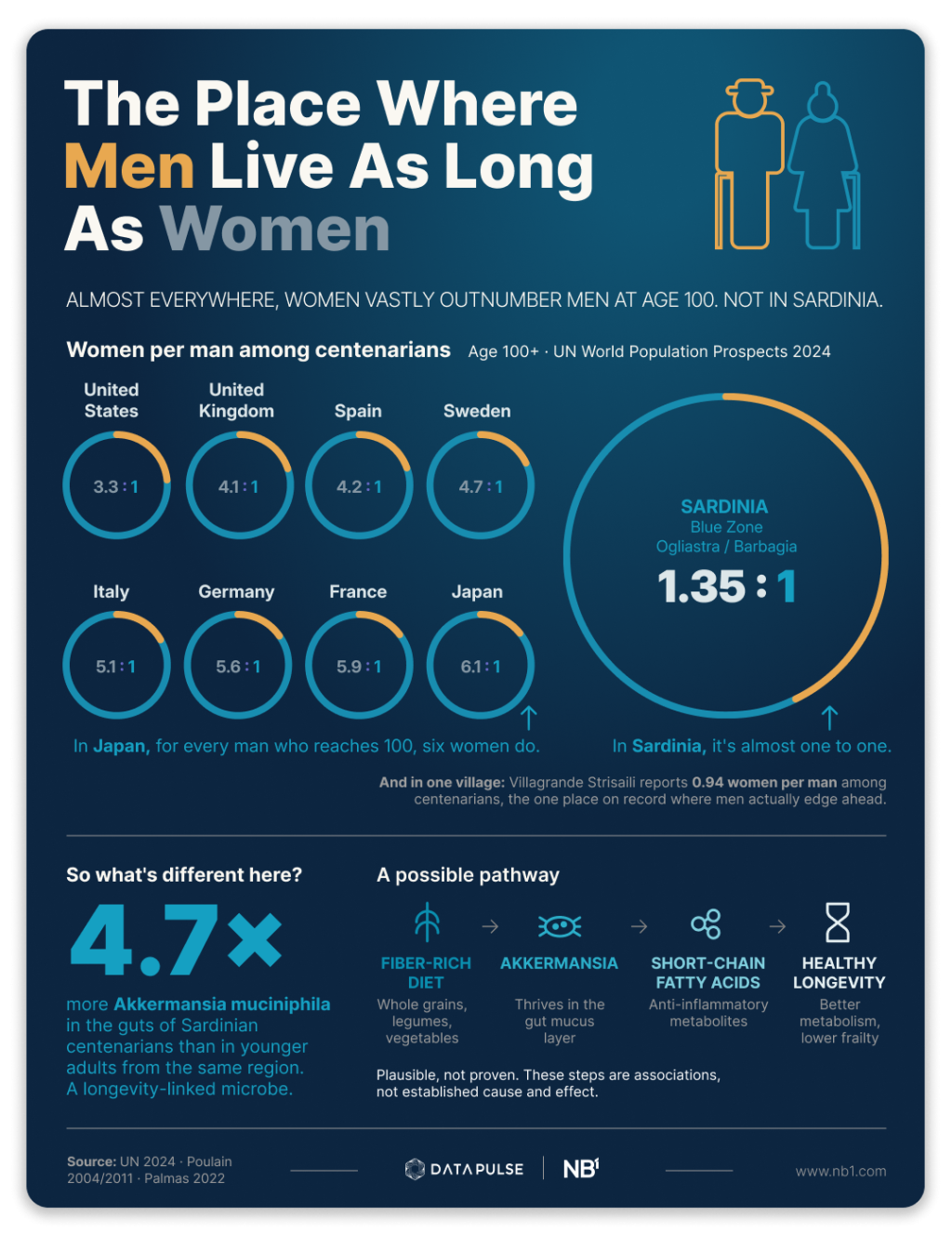 An infographic revealing data overview of Sardinian population and life expectancy between its men and women.