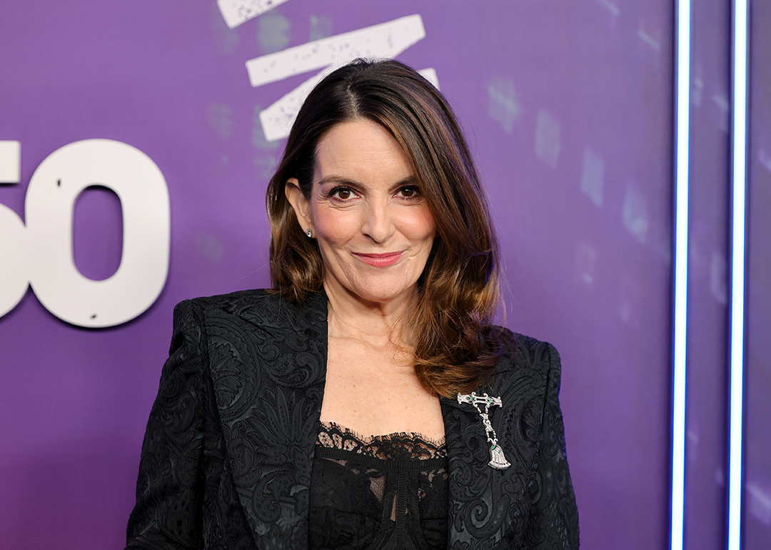 Tina Fey poses for press at SNL50: The Homecoming Concert event.