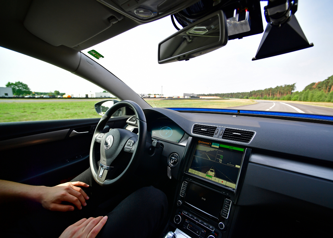 Person testing self driving vehicle.