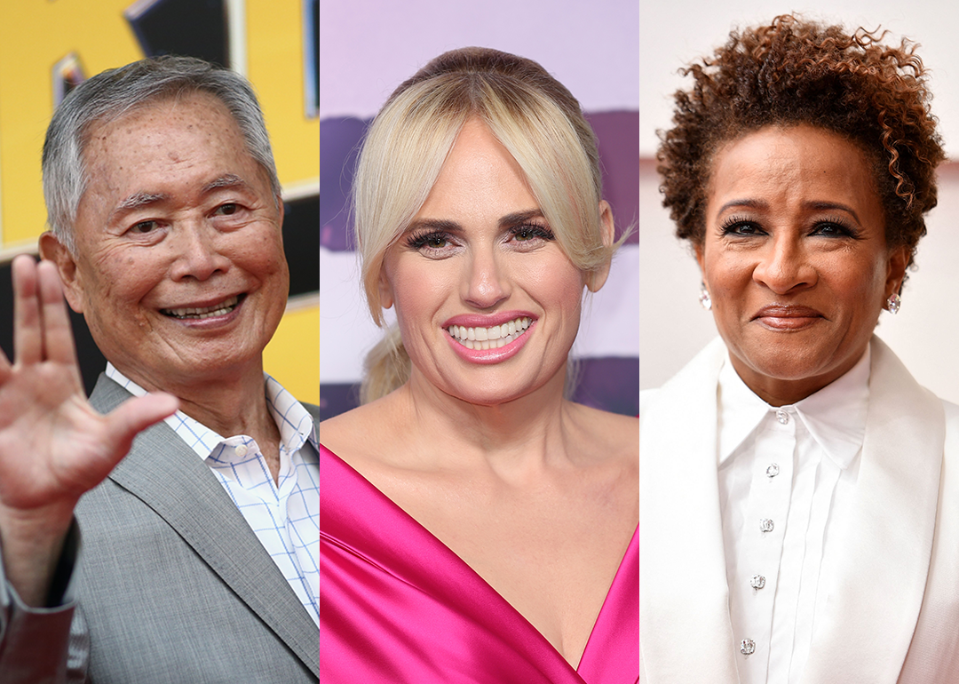 Portraits of George Takei, Rebel Wilson, and Wanda Sykes.