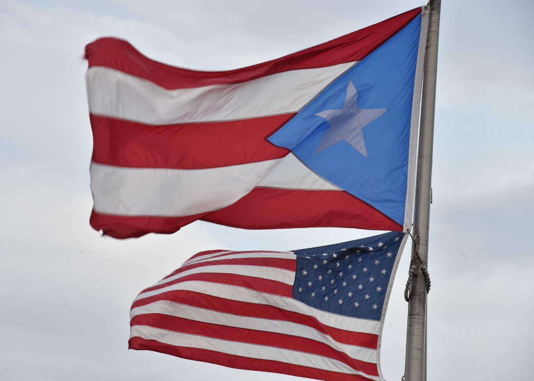 Puerto Rico and American flags