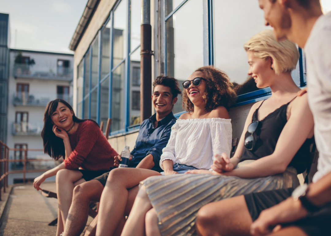 Friends on terrace