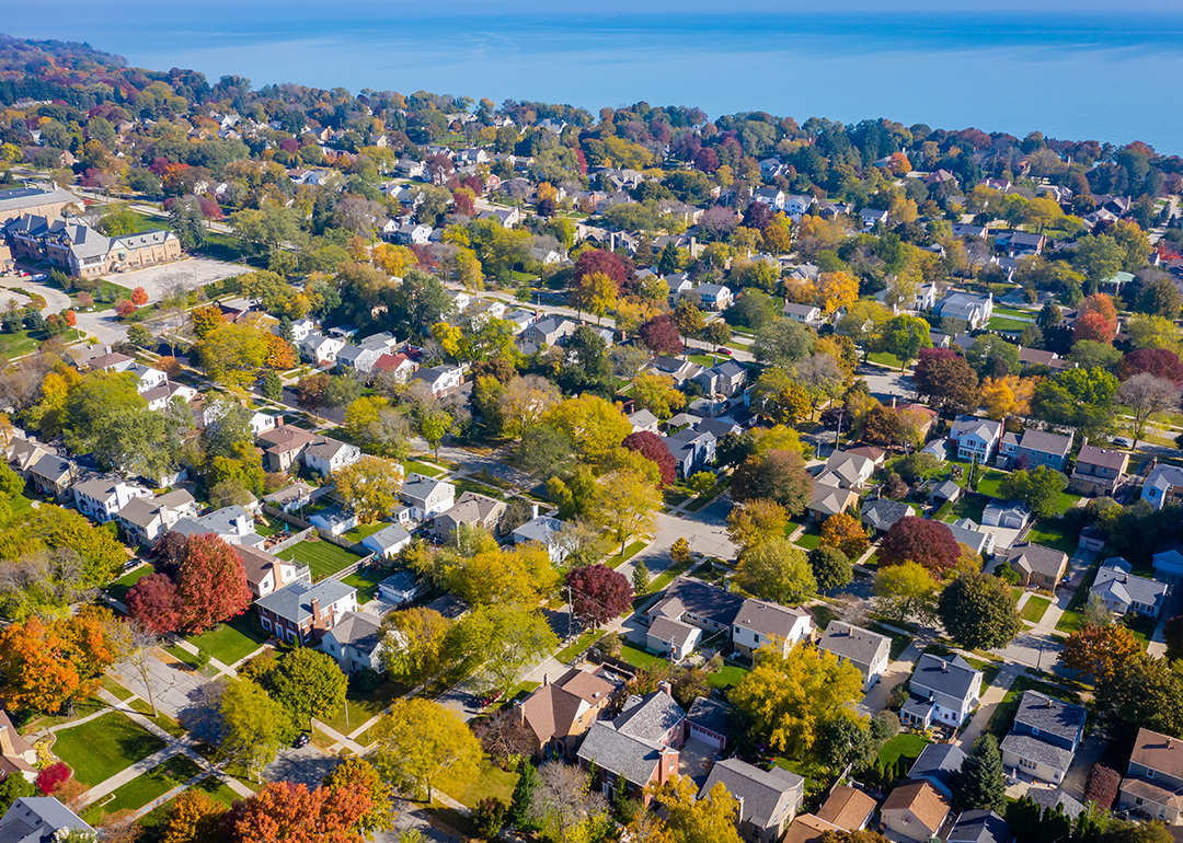 Aerial view of suburban Whitefish Bay, Wisconsin.