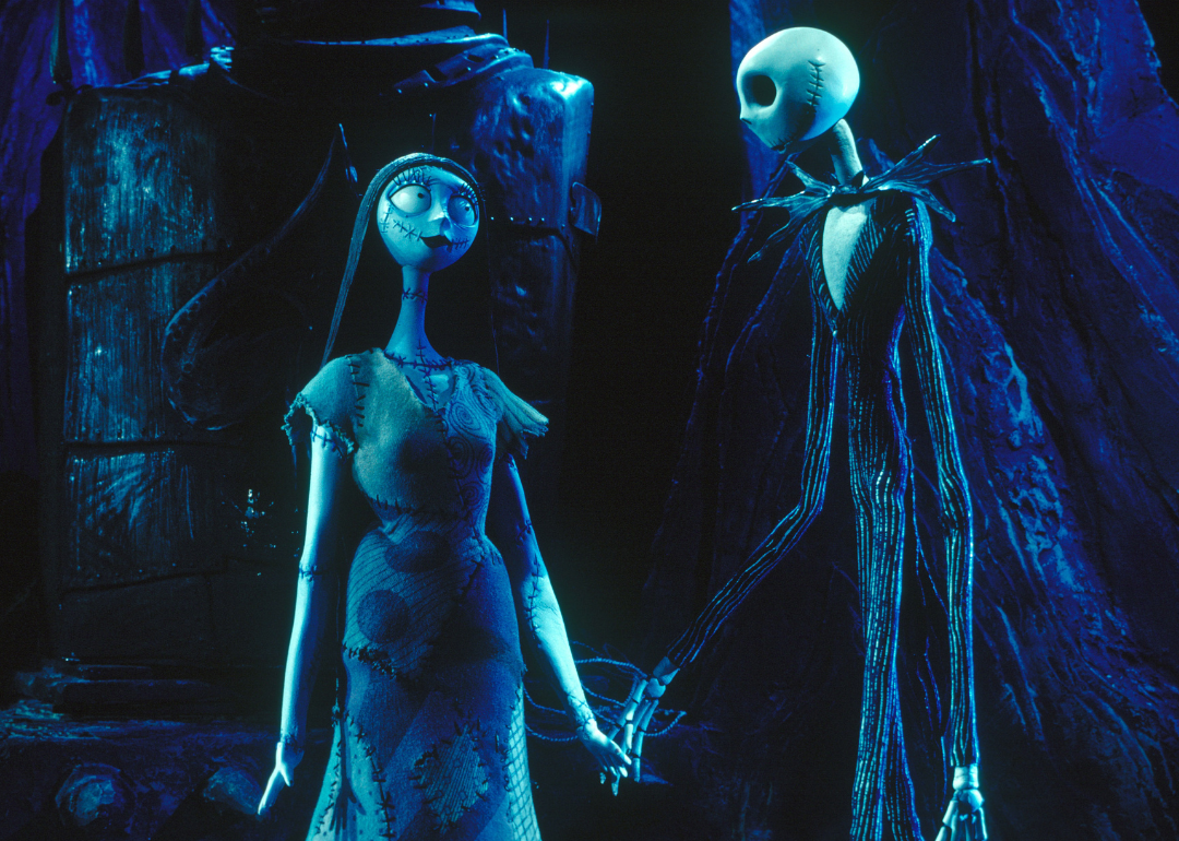 Sally and Jack Skellington in ‘The Nightmare Before Christmas’.