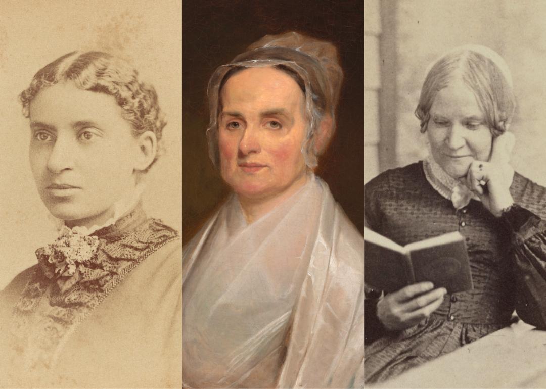 Portraits of Charlotte L. Forten Grimke, Lucretia Mott, and Lydia Maria Child.