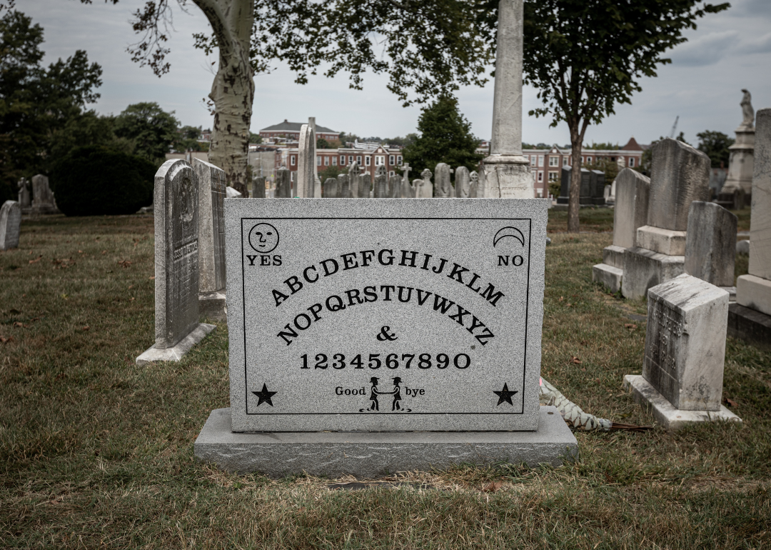 Elijah Bond's Ouija Board Grave in Green Mount Cemetery.