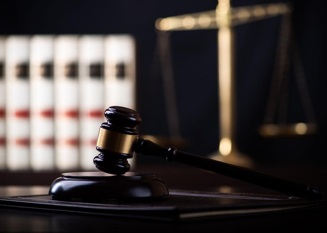 Gavel and law books with scales of justice