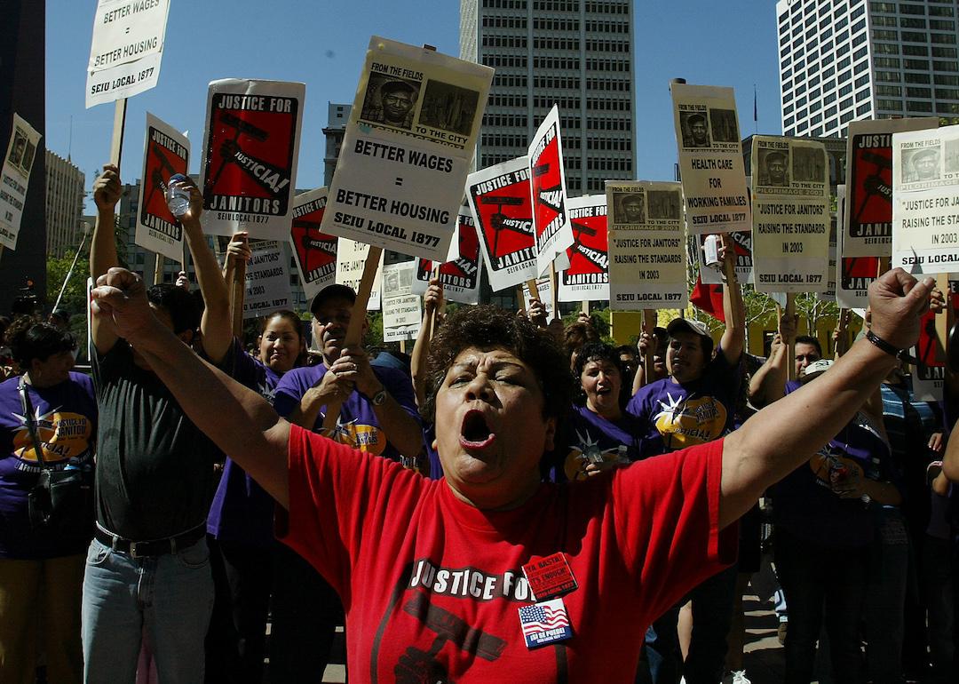 Cesar Chavez Day rally at Pershing Square in Los Angeles, California, in 2003