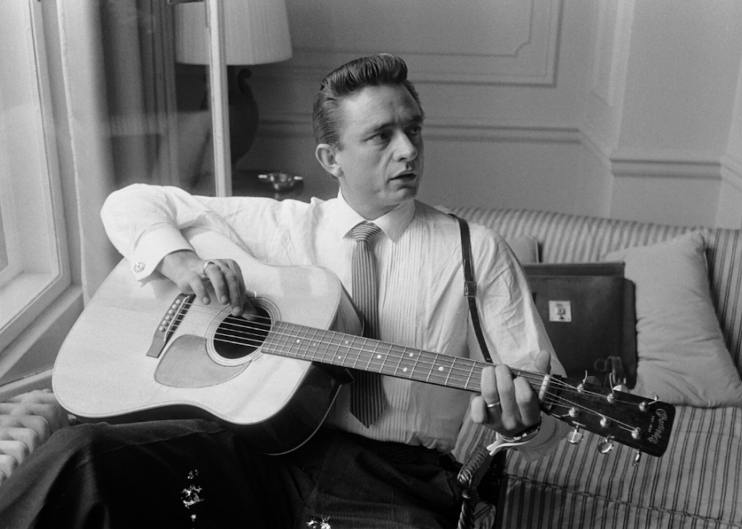Johnny Cash photographed at the Savoy Hotel in London on Sept. 17, 1959. 