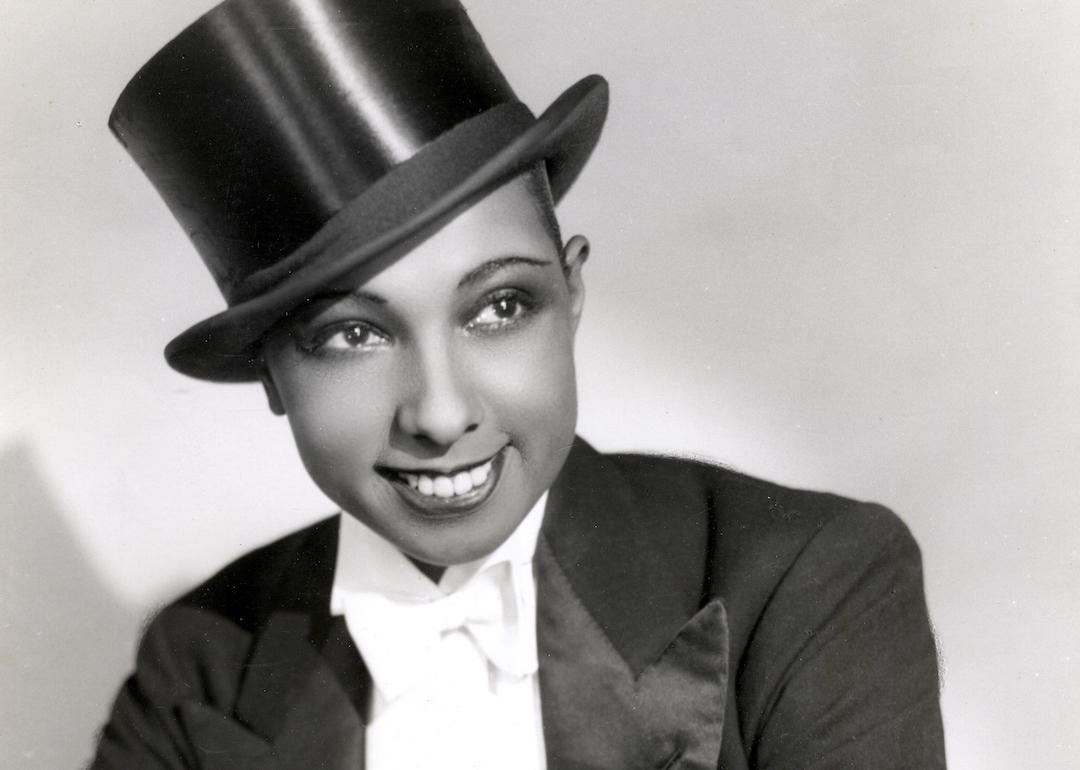 Actress and performer Josephine Baker with a top hot on