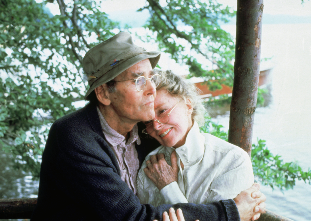 Henry Fonda and Katherine Hepburn in a scene from 'On Golden Pond'