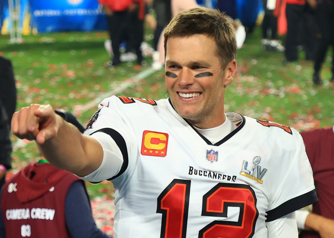 Tom Brady smiling after winning Super Bowl LV