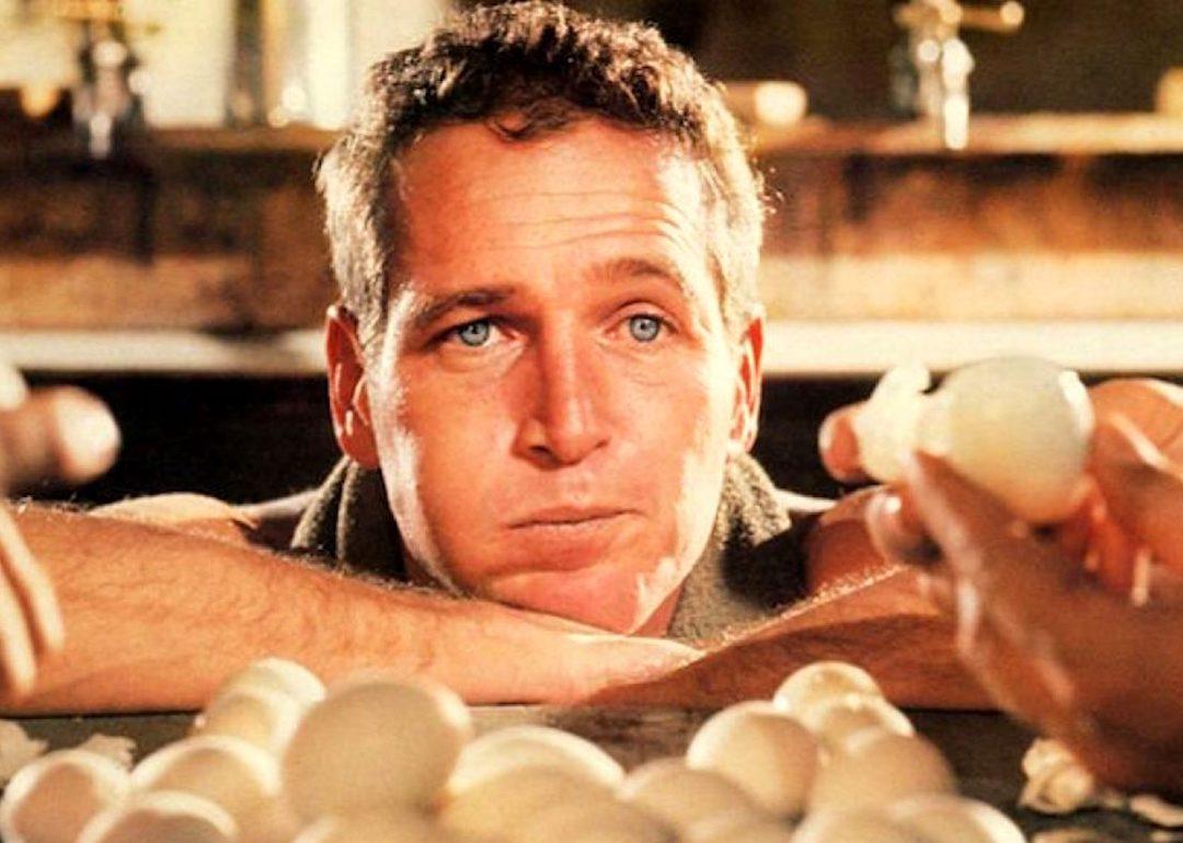 Paul Newman eats eggs in a famous scene in "Cool Hand Luke"