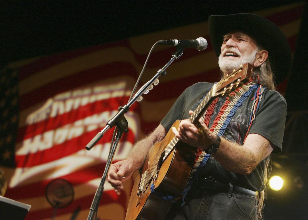 Willie Nelson performs at the Chinese Theater in 2005 in Los Angeles, California.
