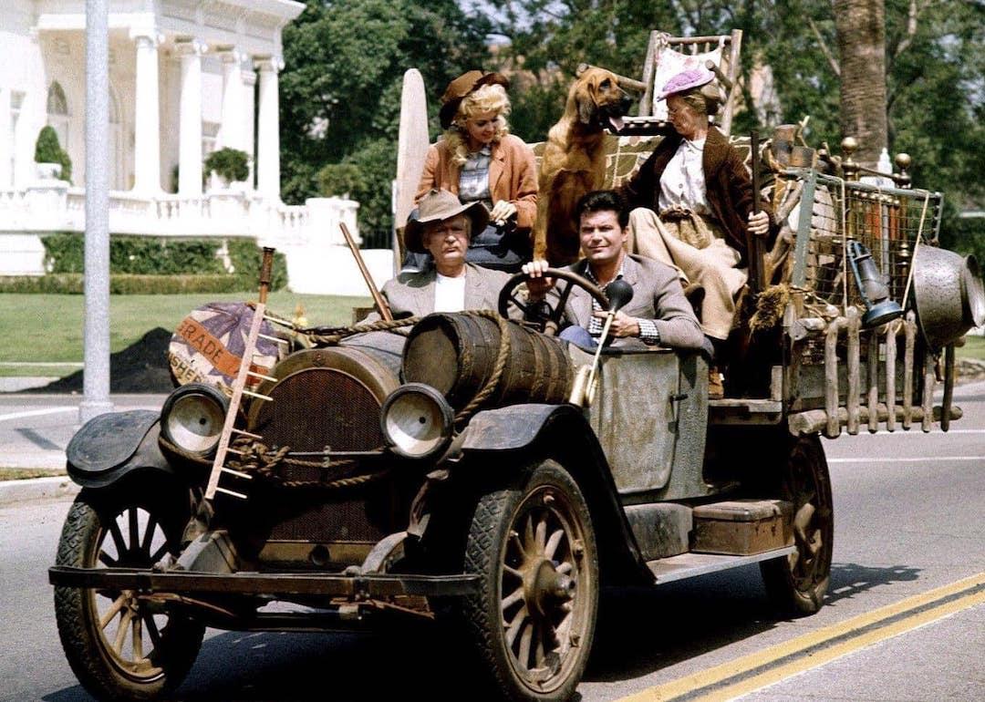 Buddy Ebsen, Irene Ryan, Donna Douglas, and Max Baer Jr. as the Clampetts in "The Beverly Hillbillies"