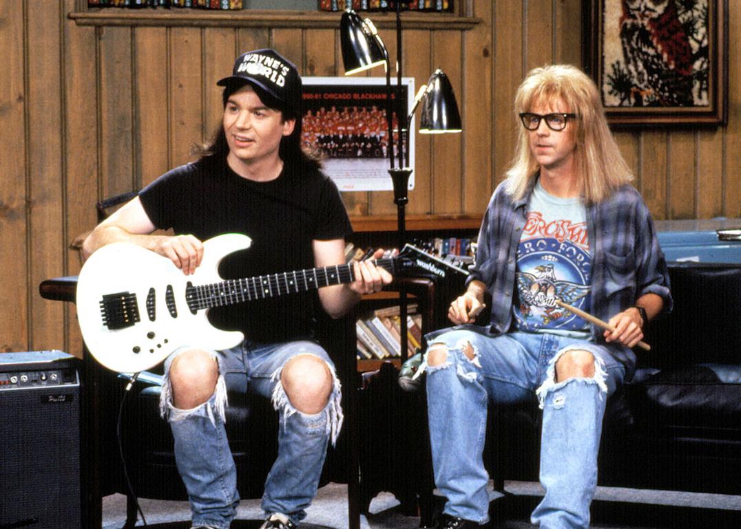 Mike Myers as Wayne and Dana Carvey as Garth in the "SNL" sketch "Wayne's World"