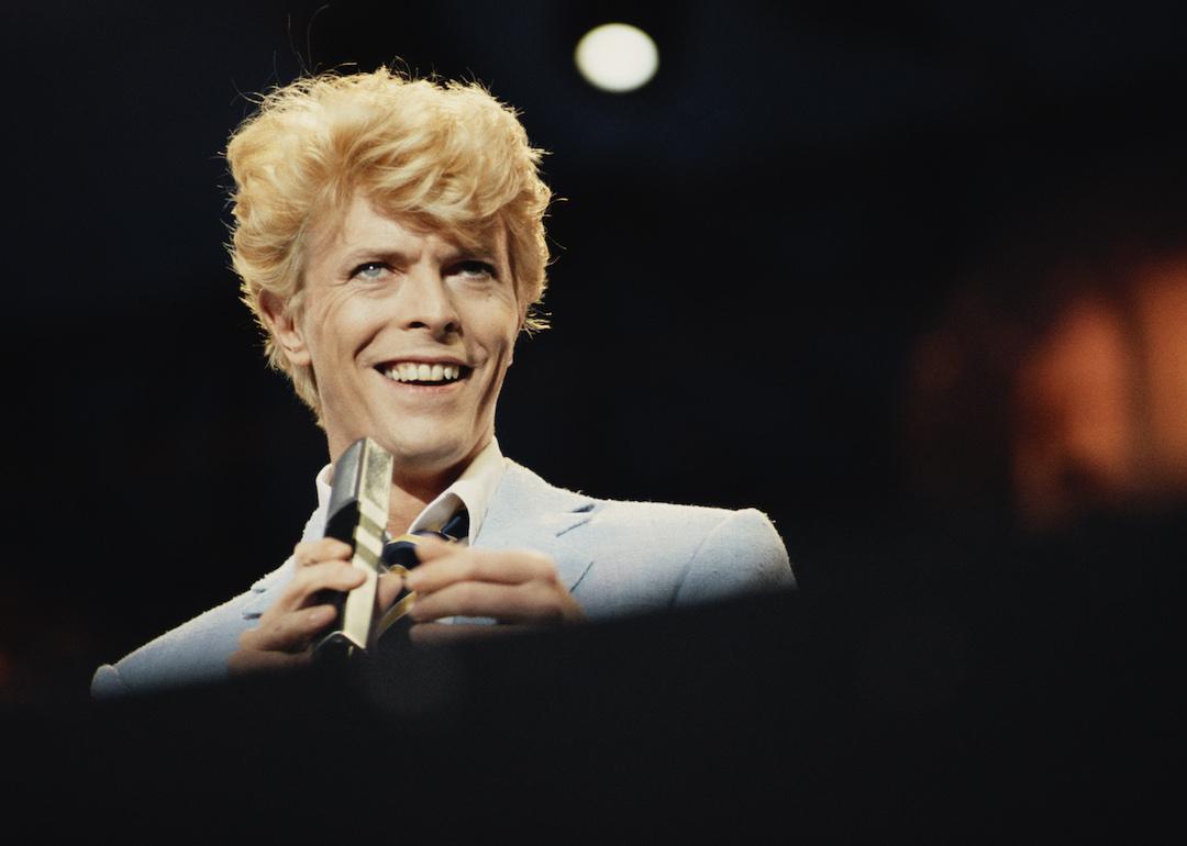 David Bowie performs live on stage during the first night of his Serious Moonlight World Tour in 1983.