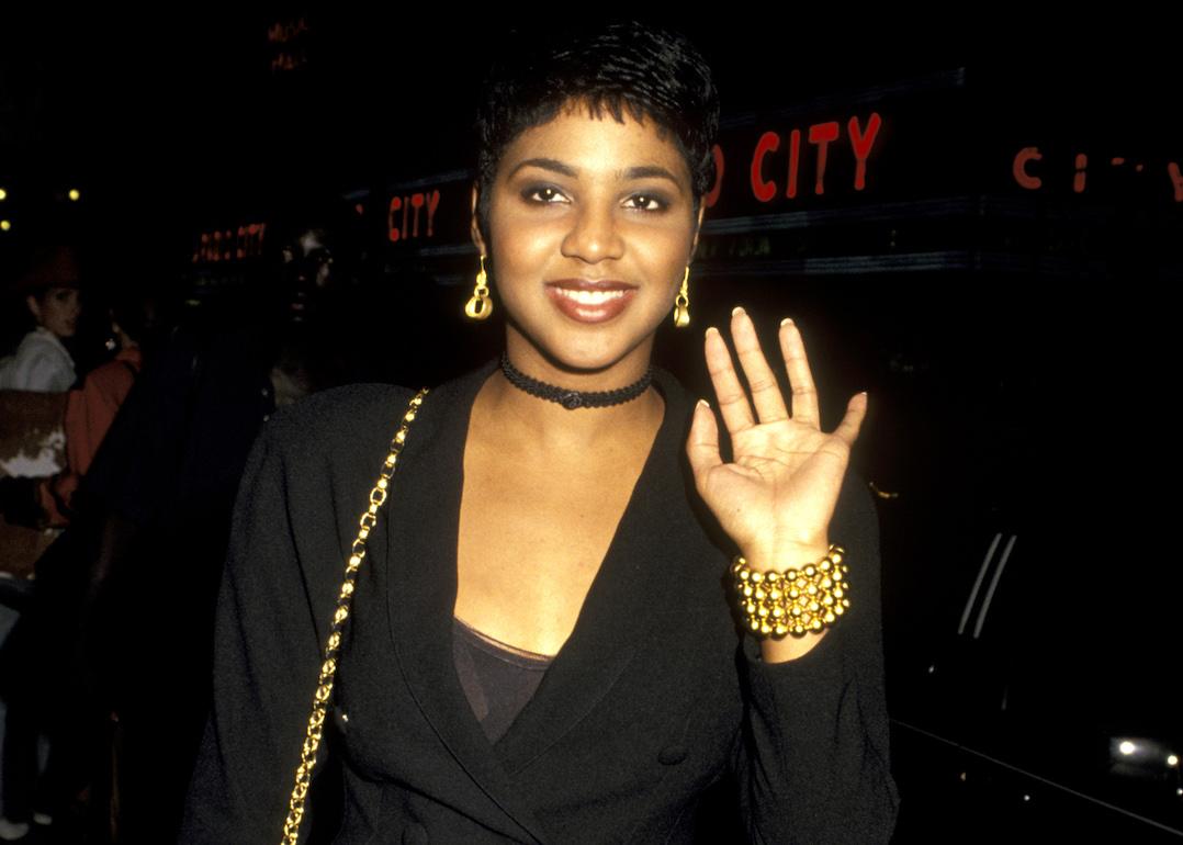Toni Braxton waves as she arrives at the 100th Anniversary Gala International Alliance of Theatrical Stage Employees & Moving Pictures Machine Operators in New York City in 1993.