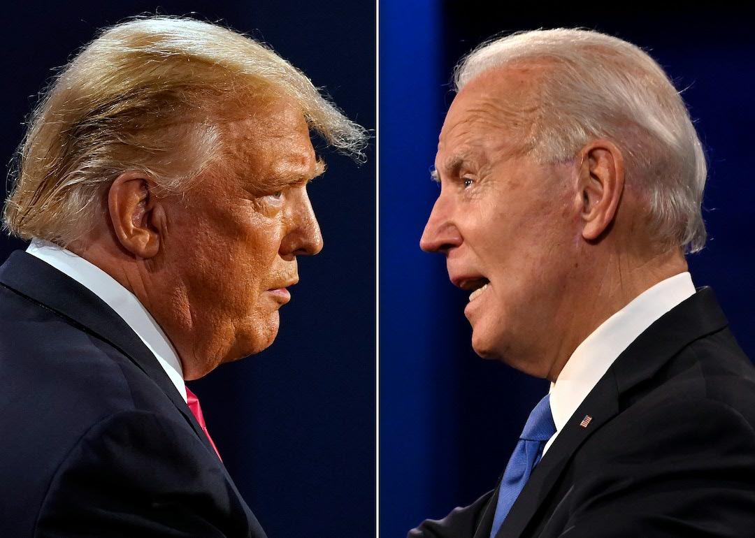 Then-President Donald Trump and then-presidential candidate Joe Biden during the final presidential debate at Belmont University in Nashville, Tennessee, on October 22, 2020.