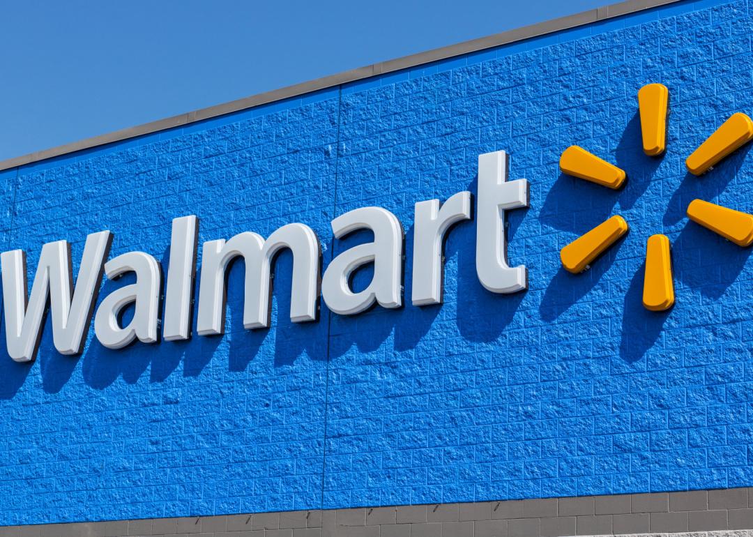 Sign outside of Walmart store on a bright, sunny day