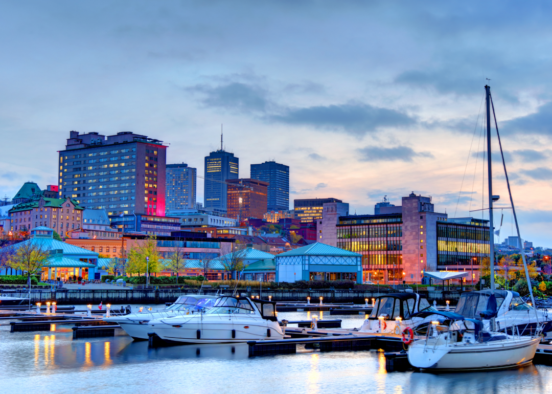 The Quebec skyline at sunset