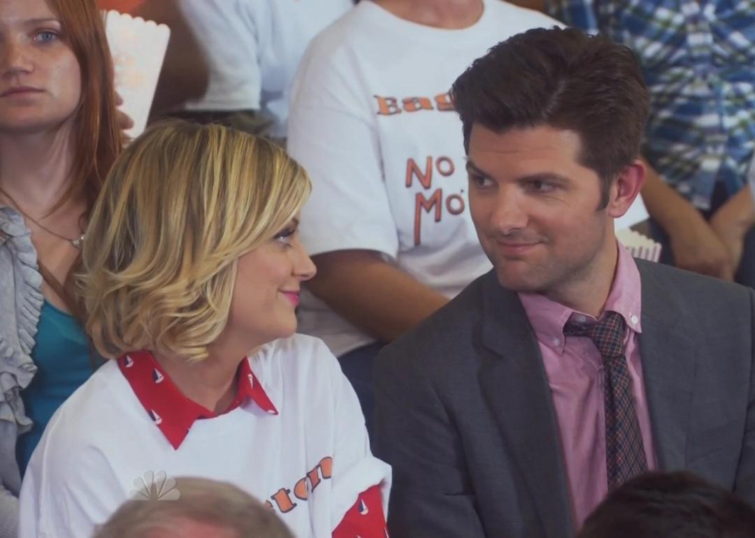 Amy Poehler as Leslie and Adam Scott as Ben in "Parks and Recreation"