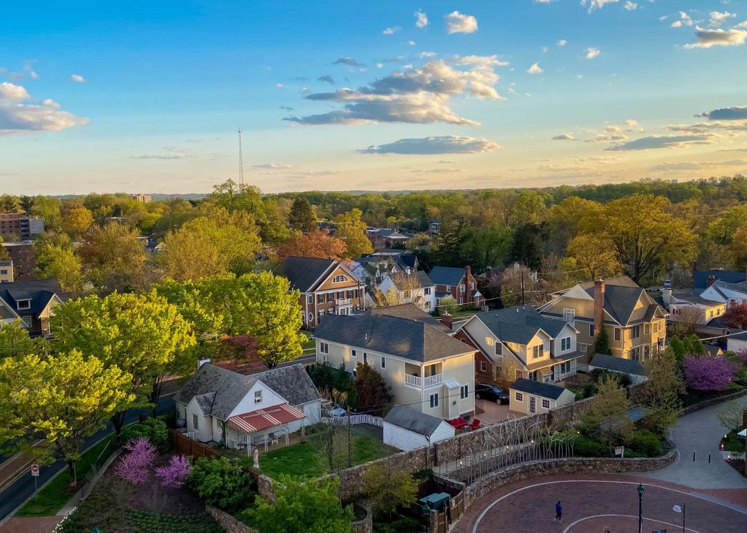 An aerial view of Chevy Chase, Maryland, a wealthy suburban neighborhood in the outskirts of Washington, D.C.