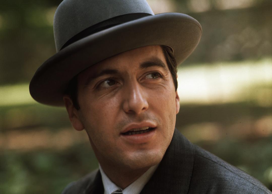 Close up of actor Al Pacino in the role of Michael Corleone in 'The Godfather.'