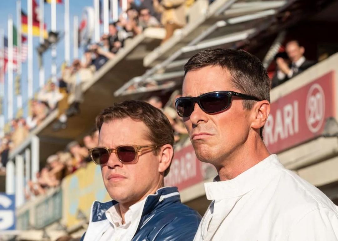 Matt Damon as American car designer Carroll Shelby and Christian Bale as British driver Ken Miles in the biopic 'Ford v. Ferrari.'