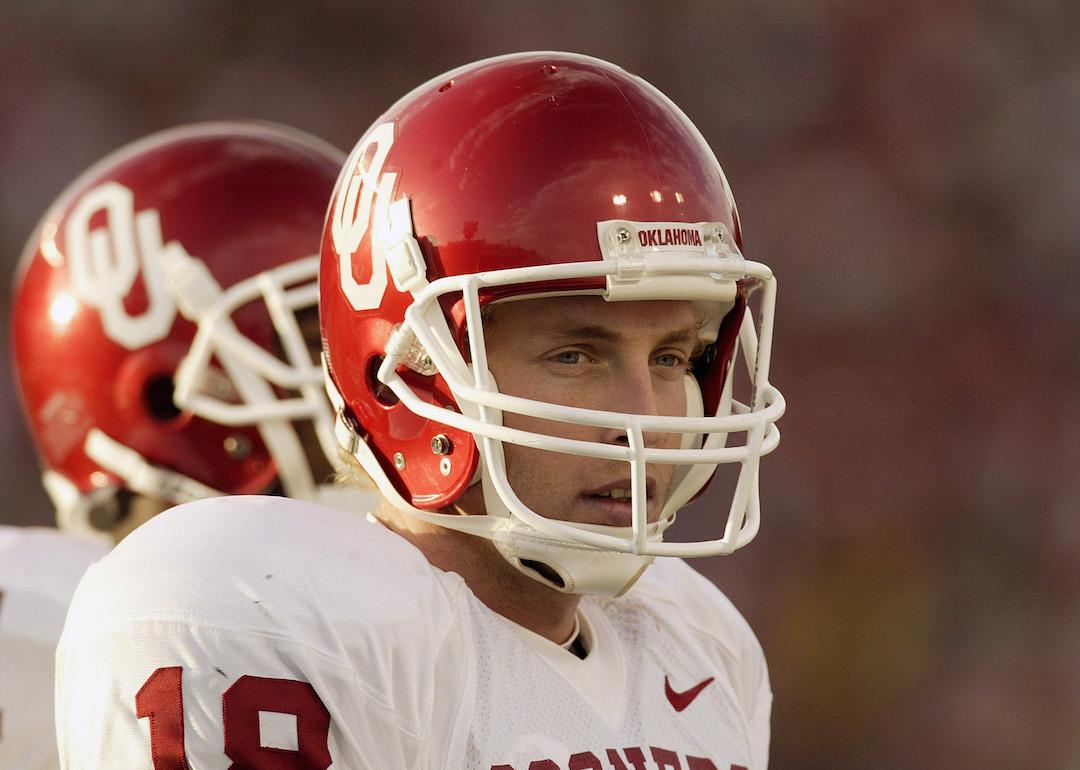 Quarterback Jason White, #18 of the University of Oklahoma Sooners, stands on the field during the game against the Texas Tech Red Raiders at Jones SBC Stadium on Nov. 22, 2003 in Lubbock, Texas. 