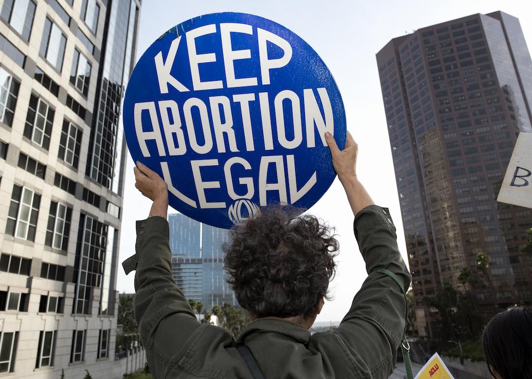 An activist seen holding a placard that says Keep Abortion Legal during a protest.