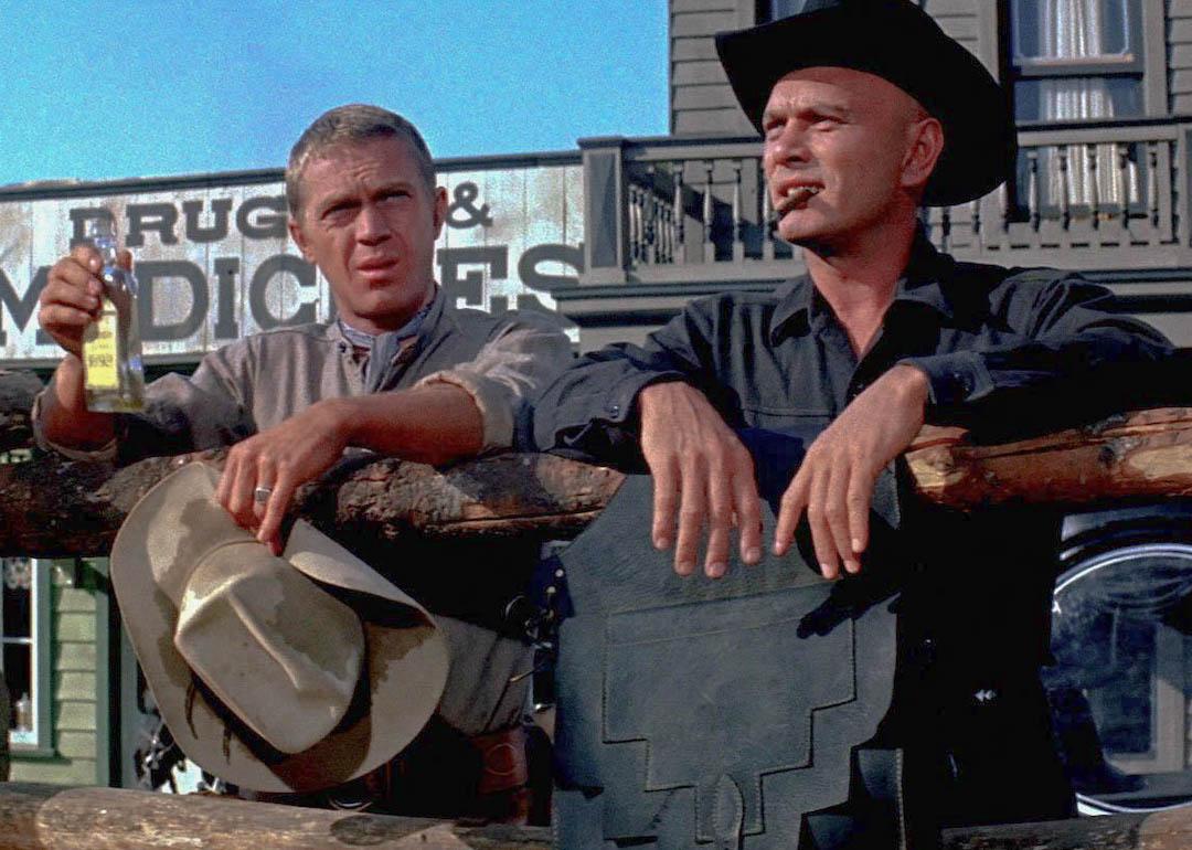 Steve McQueen and Yul Brynner in the 1960 Western 'The Magnificent Seven.'