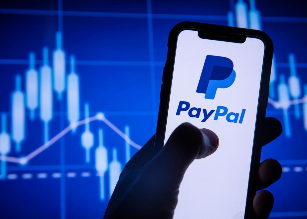 Paypal finance service logo on a smartphone.