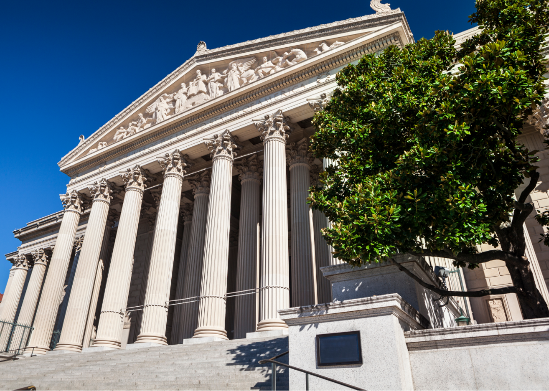 Exterior shot of the National Archives building