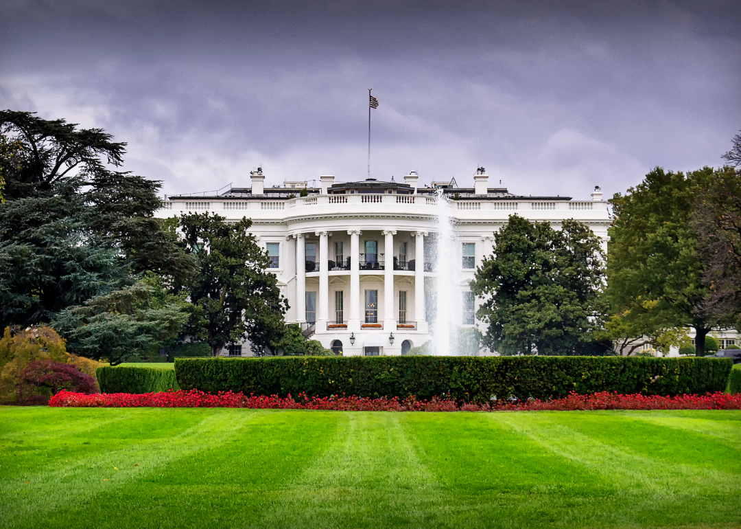 Exterior and grounds of White House in Washington, D.C.