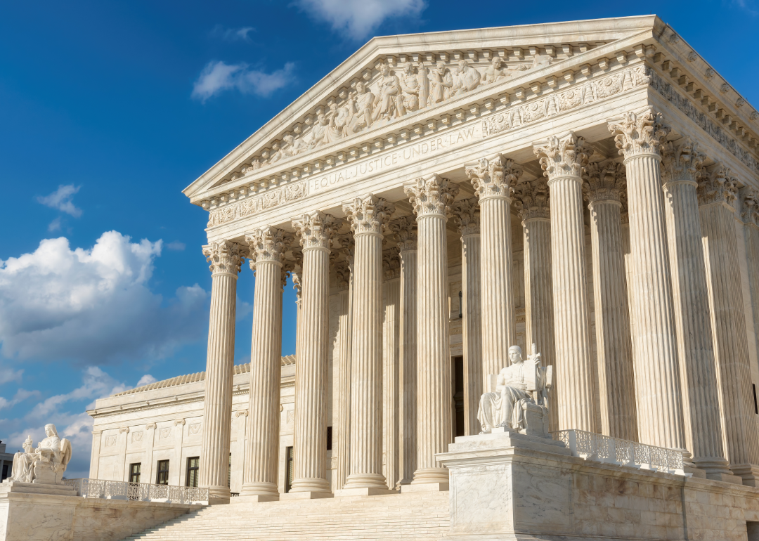 Photo shows the exterior of the Supreme Court building.